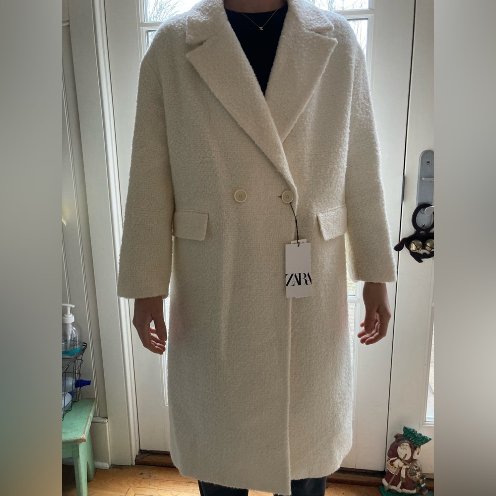 Zara Oversized Coat Large Cream